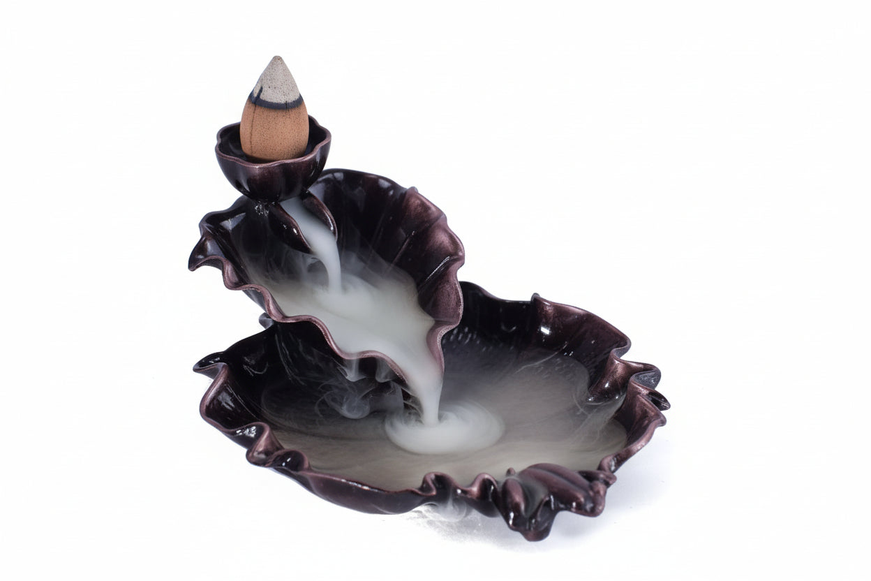 Porta Incienso Metálico Blackflow (Flujo Invertido) – Hoja de Loto