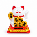 Gato de la Suerte Maneki Neko Blanco con Monedas Doradas – Grande