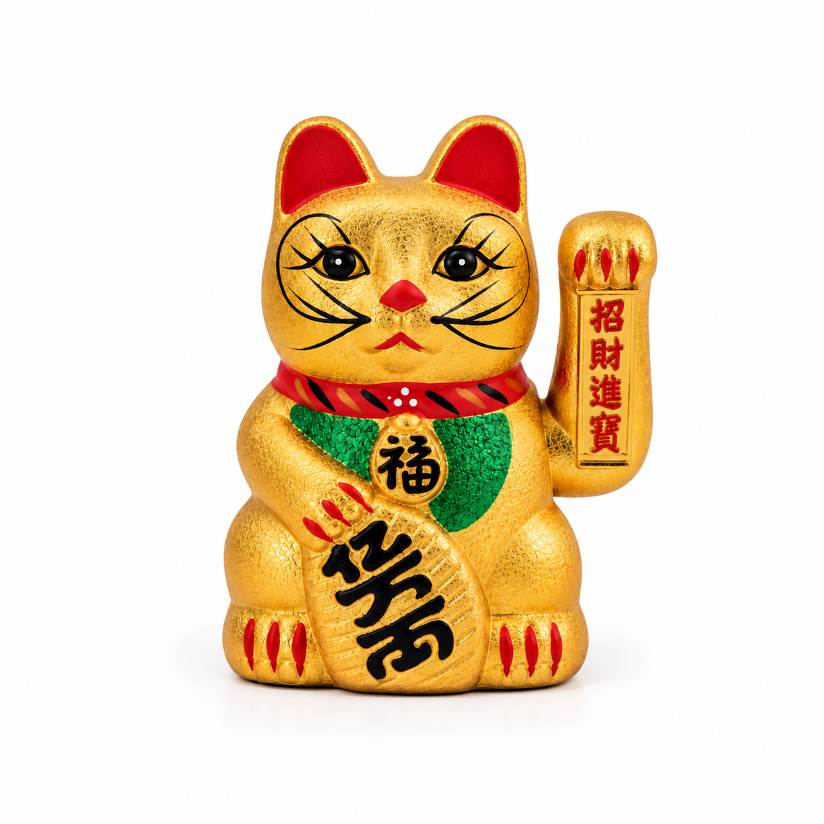 Gato de la Suerte Maneki Neko Dorado Mediano – Prosperidad y Fortuna