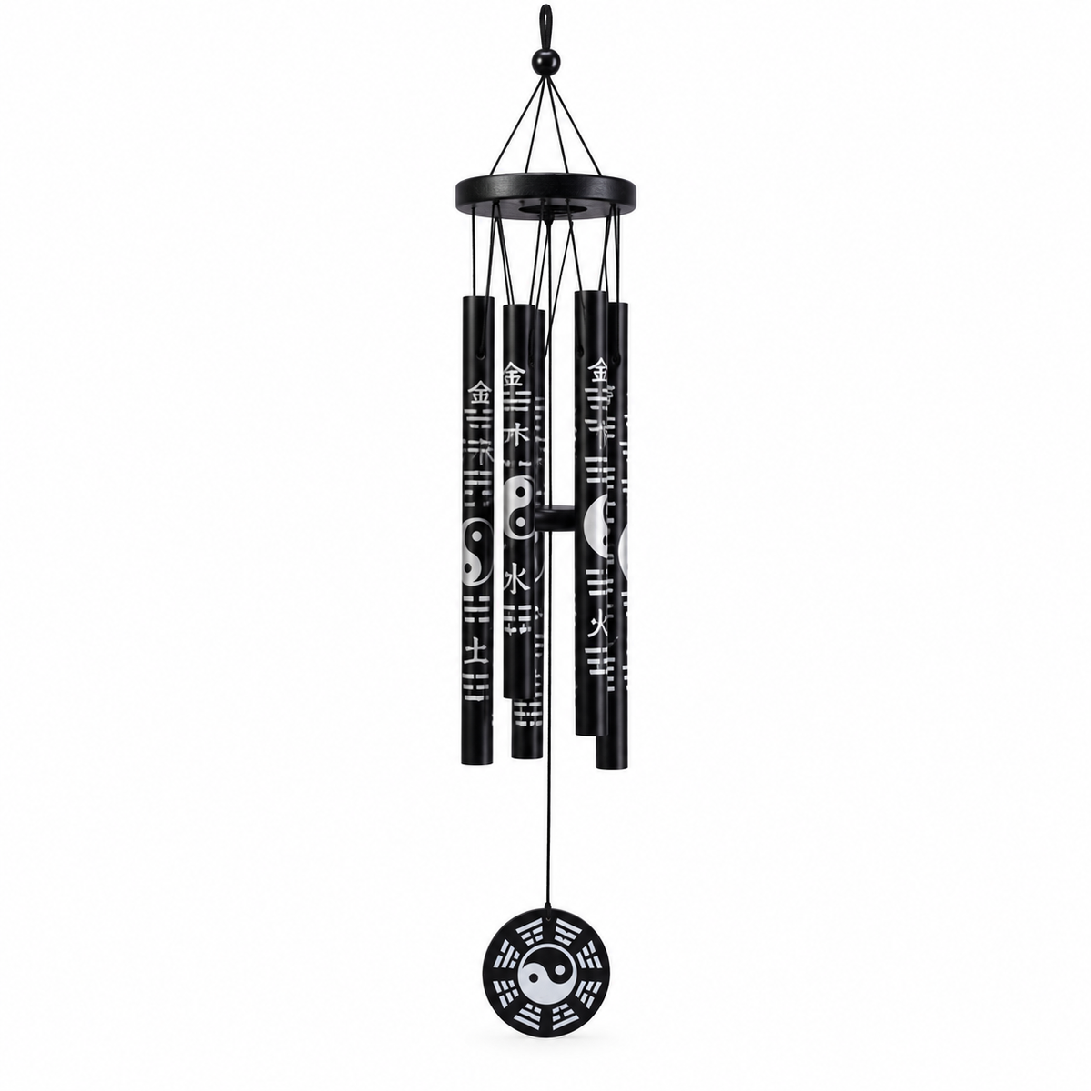 Campana de Viento Yin Yang con Símbolos Chinos – Equilibrio y Armonía