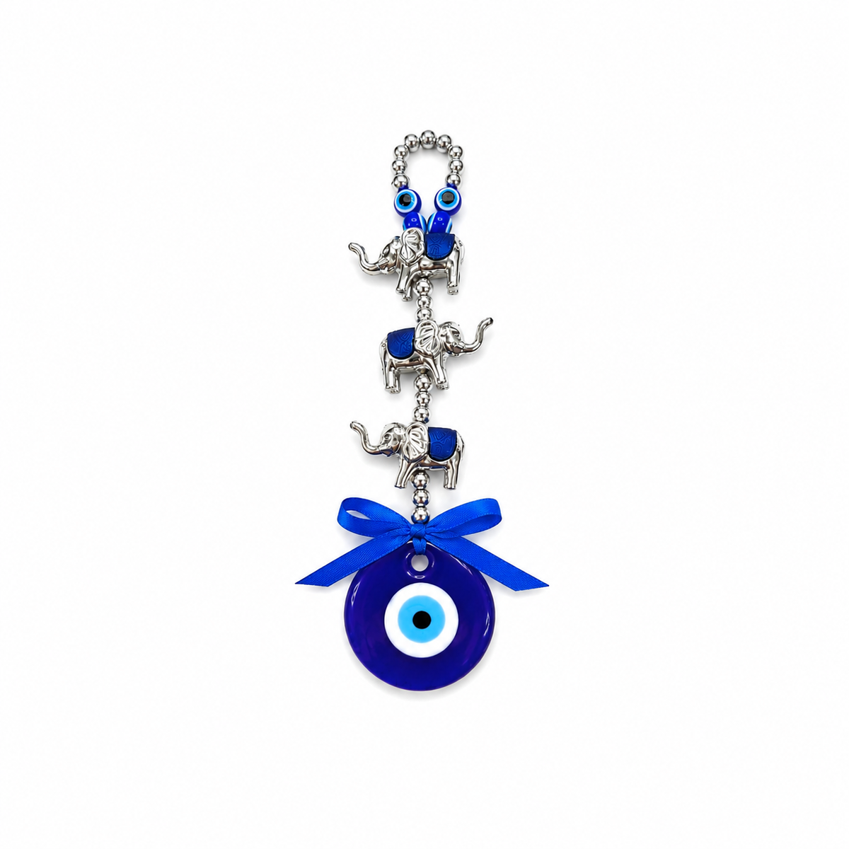Colgante de 3 Elefantes con Ojo Turco Azul