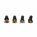Set de 4 Monjes Budistas Decorativos Negro y Dorado – Sabiduría y Armonía