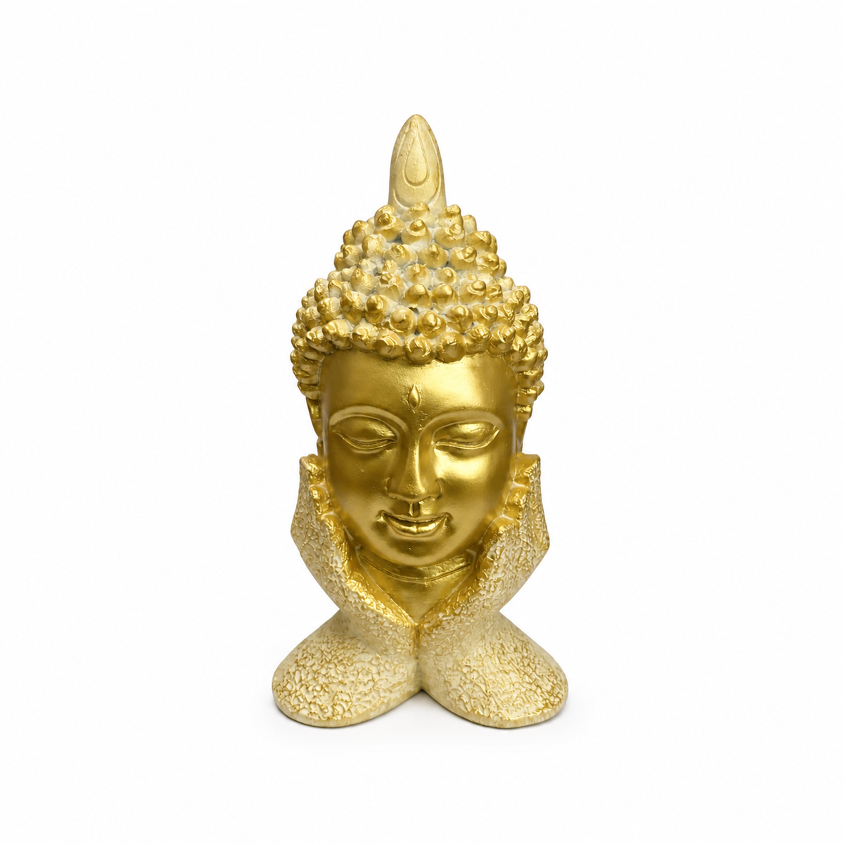 Cabeza de Buda Dorada con Manos – Figura Decorativa