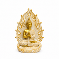 Buda Sentado Dorado con Aura de Fuego – Figura Decorativa