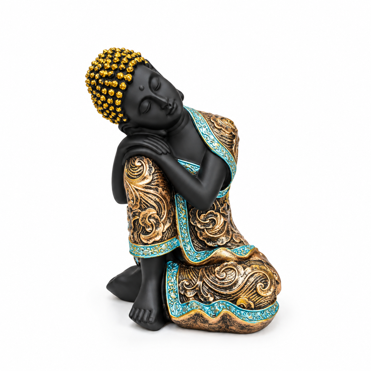 Buda en Descanso Negro y Dorado – Figura Decorativa