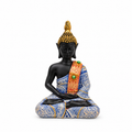 Buda de Meditación Negro con Vestimenta Azul – Figura Decorativa
