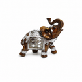 Elefante de la Suerte Marrón y Plateado 11 cm – Prosperidad y Protección