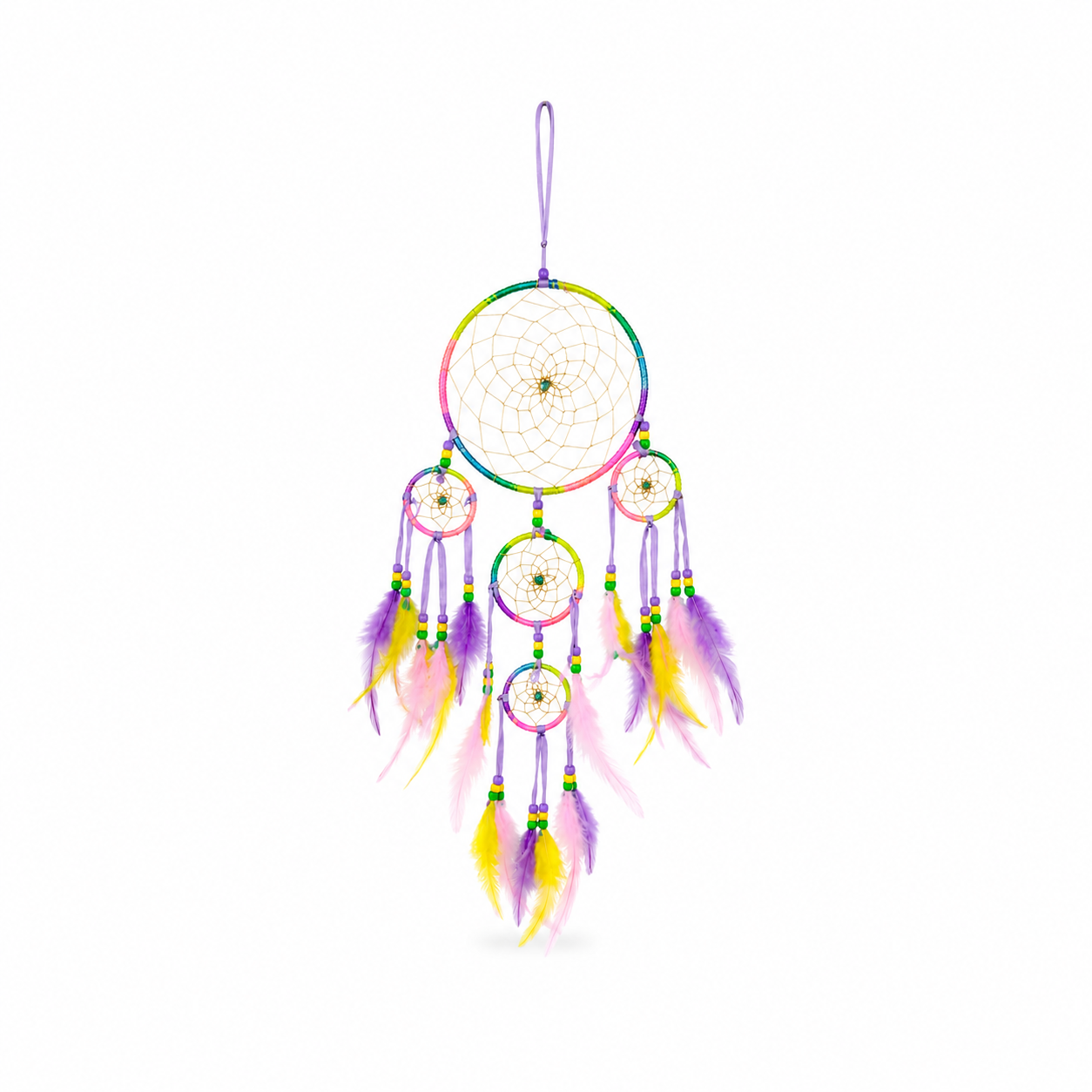 Atrapasueños Multicolor con Plumas para Protección y Buenas Energías