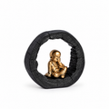 Monje Dorado en Marco Circular Negro – Figura Decorativa Zen