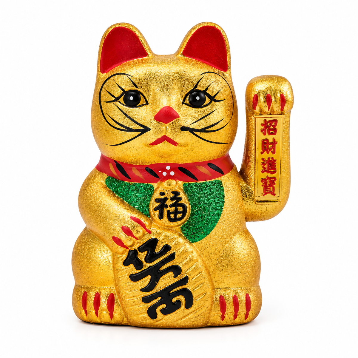 Gato de la Suerte Maneki Neko Dorado Grande – Prosperidad y Abundancia