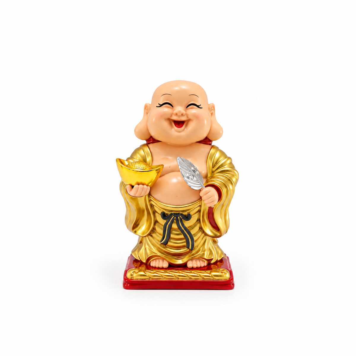 Buda de la Riqueza Solar con Lingote Dorado – Abundancia y Prosperidad