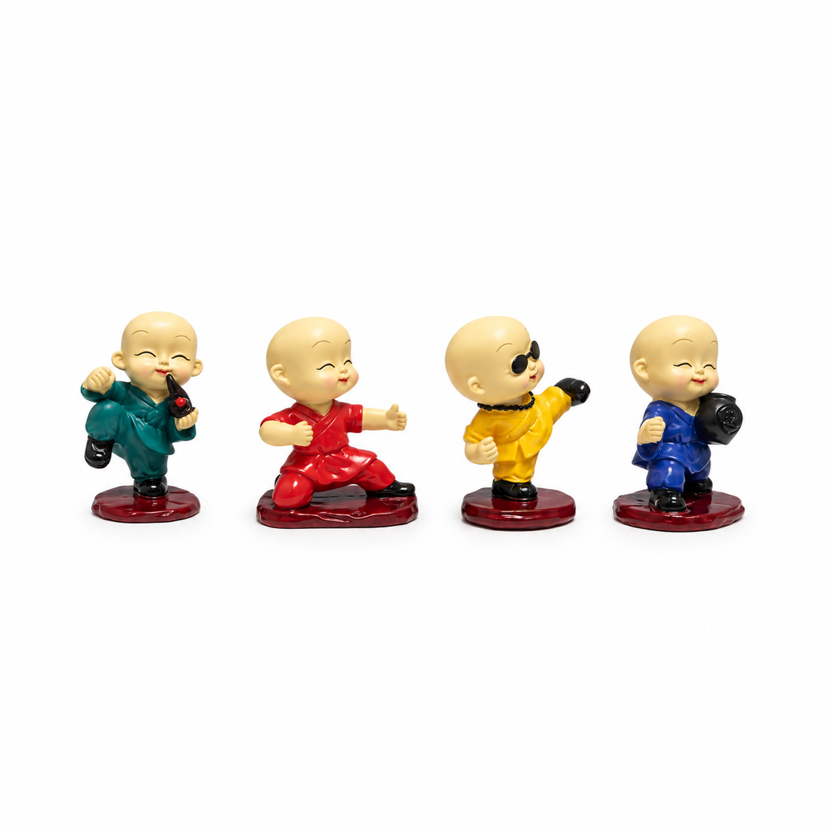 Set de 4 Budas Bebé de Artes Marciales – Figuras Decorativas de Colores
