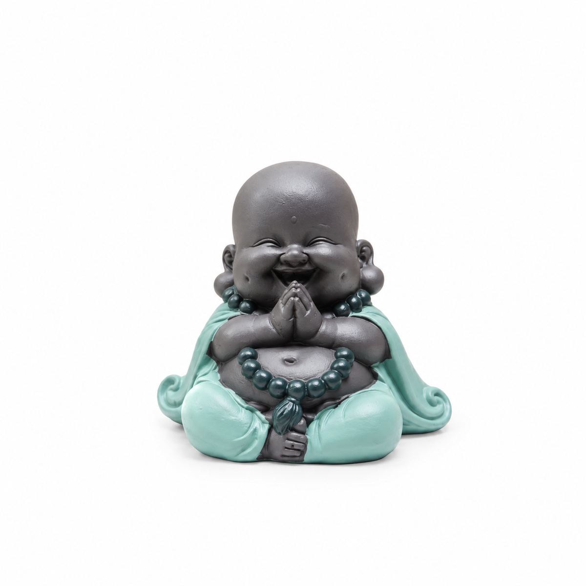 Buda de la Abundancia Feliz con Manos en Oración – Turquesa