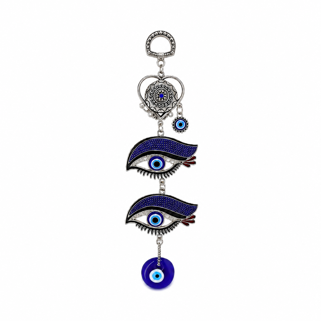 Colgante Doble Ojo Protector con Ojo Turco Azul