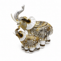 Elefantes Madre e Hijo de la Suerte Blanco con Dorado 18,5 cm – Protección y Unión Familiar