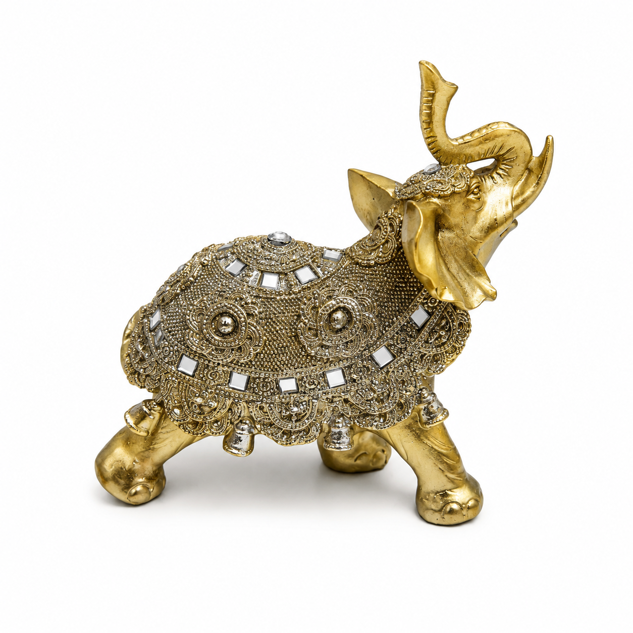 Elefante de la Suerte Dorado con Plateado 16,5 cm – Prosperidad y Protección