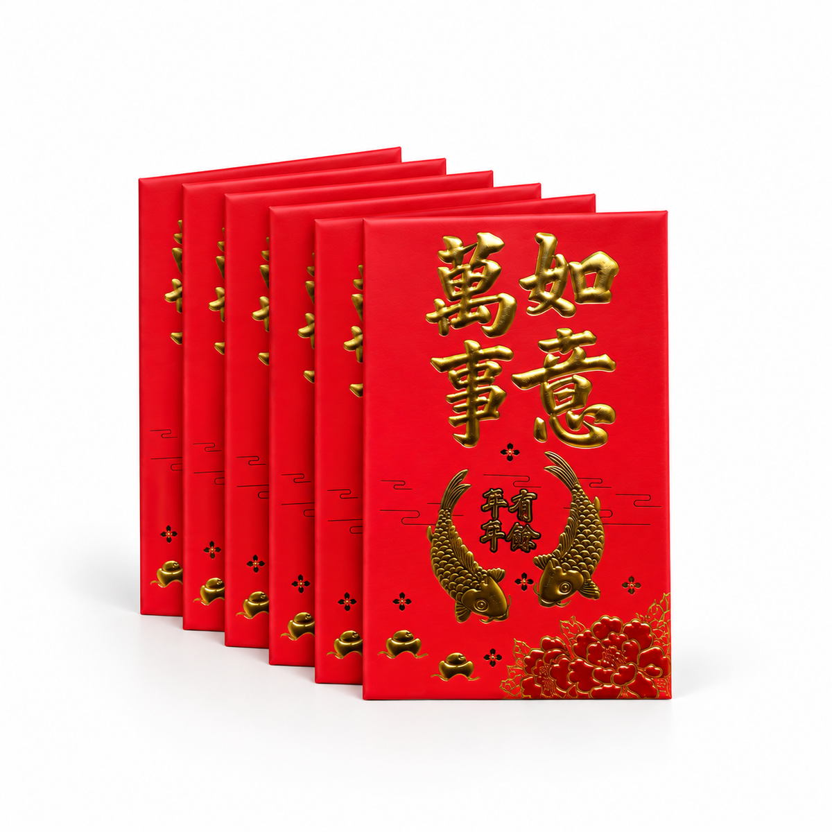 Set de 6 Sobres Rojos Chinos de la Suerte Modelos Variados – Diseños Variados 8 × 11.5 cm