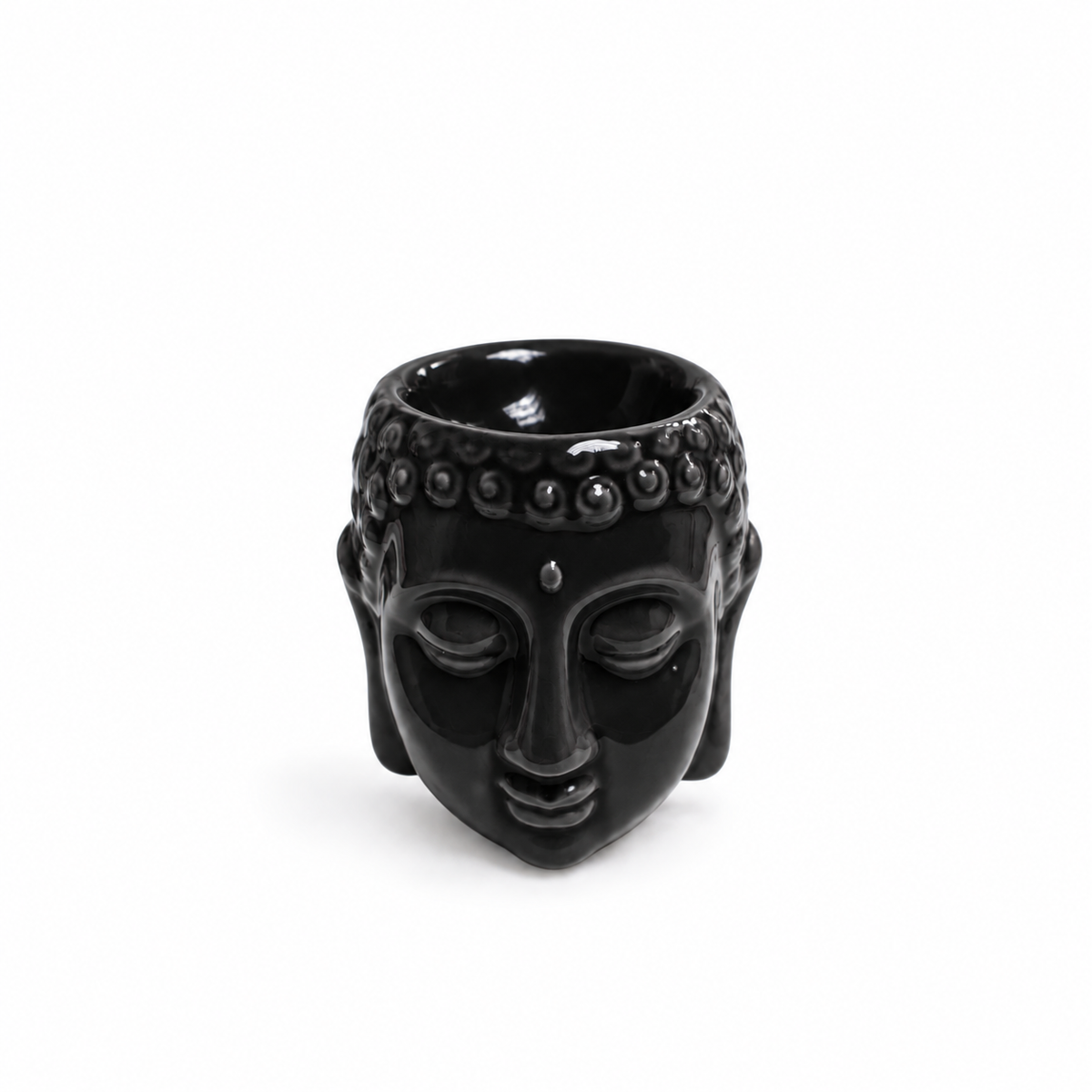 Quemador de Esencias Cabeza de Buda Negro de Cerámica – 7,5 cm