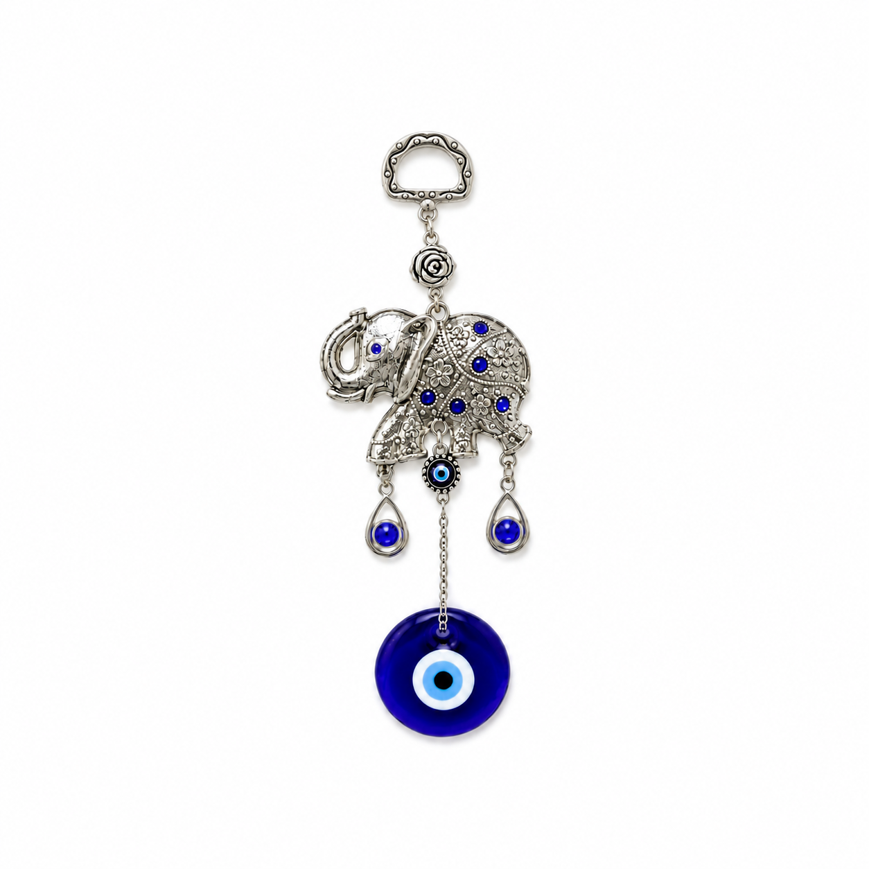 Colgante Elefante de la Suerte con Ojo Turco Azul