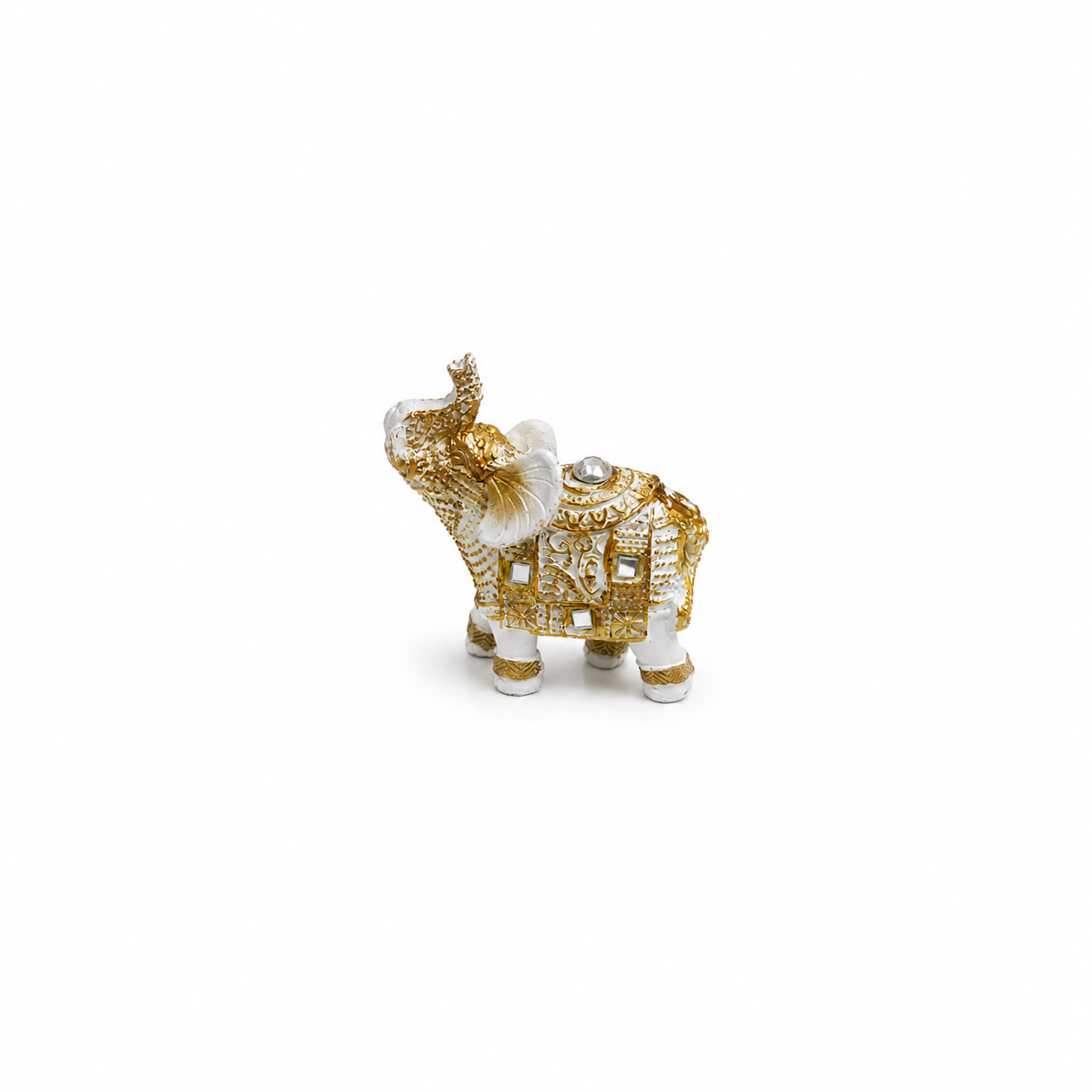 Elefante de la Suerte Blanco con Dorado 5 cm – Prosperidad y Protección