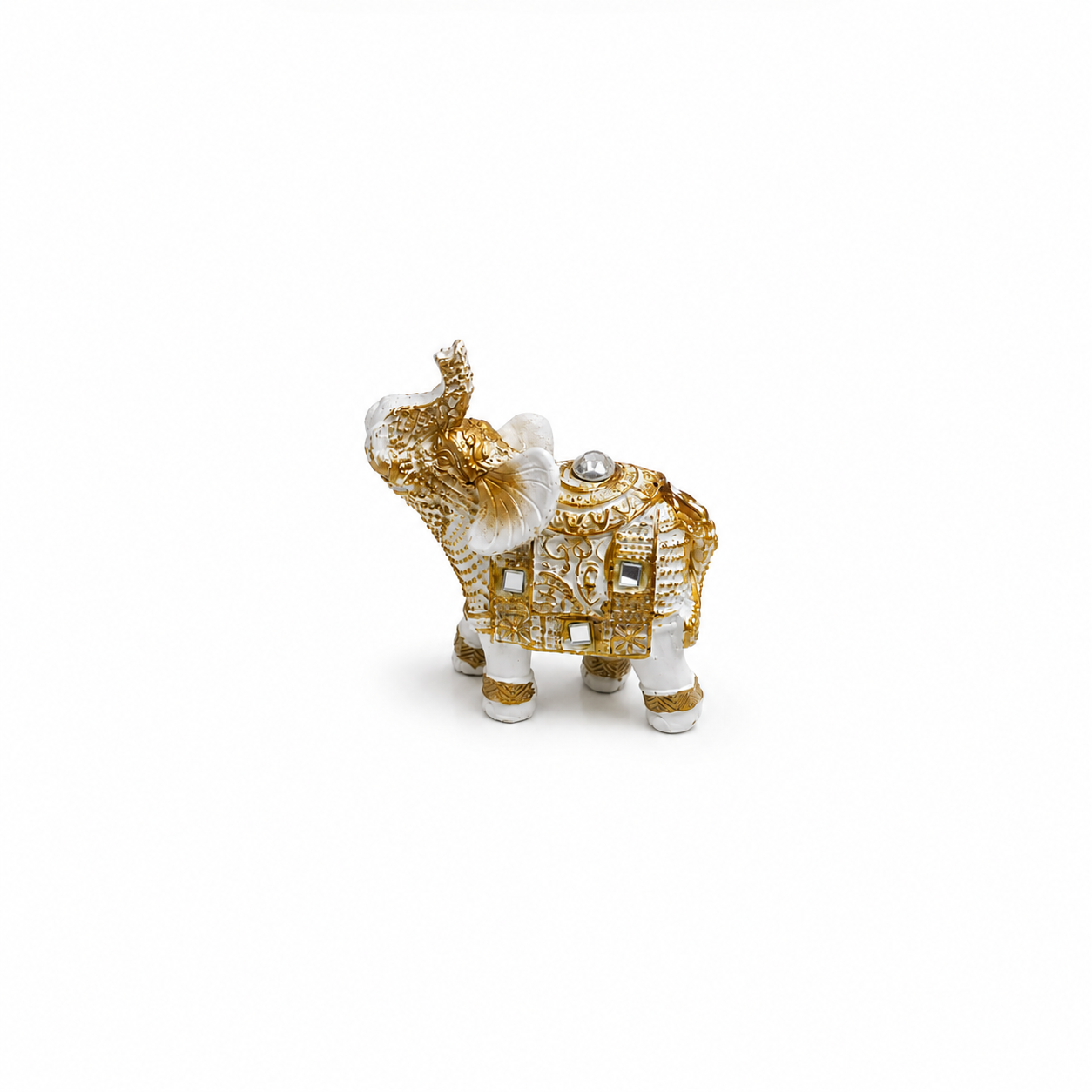 Elefante de la Suerte Blanco con Dorado 7 cm – Prosperidad y Protección
