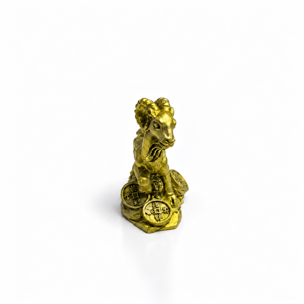 Figura de Cabra Dorada con Monedas de la Fortuna 4.5 cm – Prosperidad y Abundancia