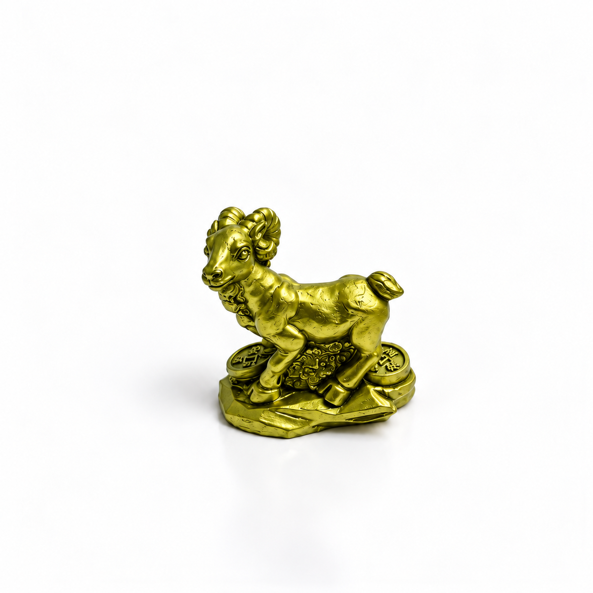 Figura de Cabra Dorada con Monedas de la Fortuna 4 cm – Prosperidad y Abundancia
