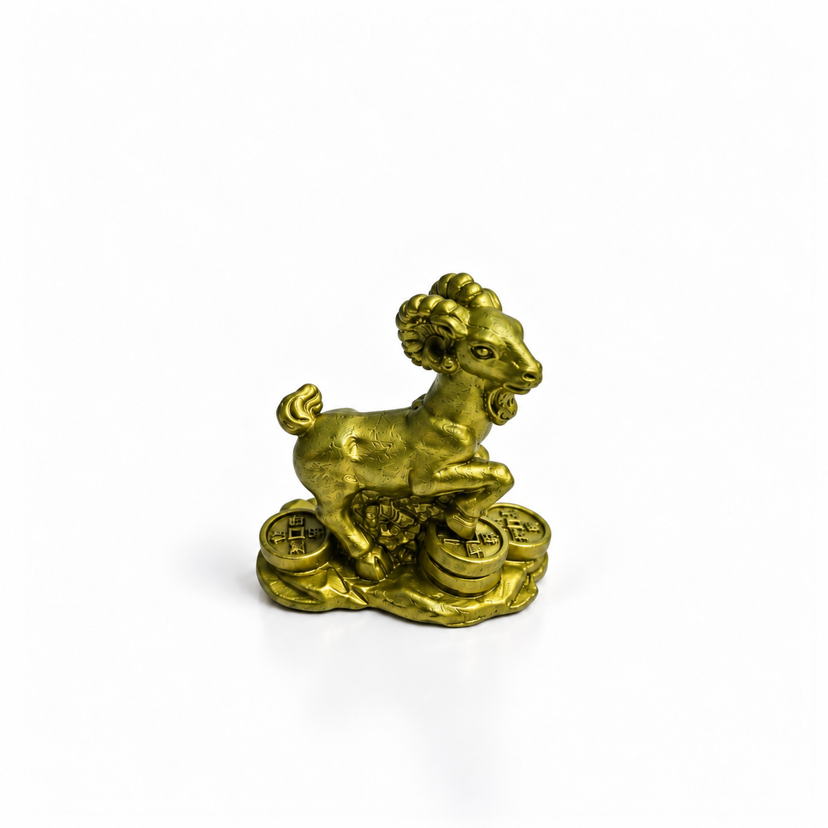 Figura de Cabra Dorada con Monedas de la Fortuna 4 cm – Prosperidad y Abundancia
