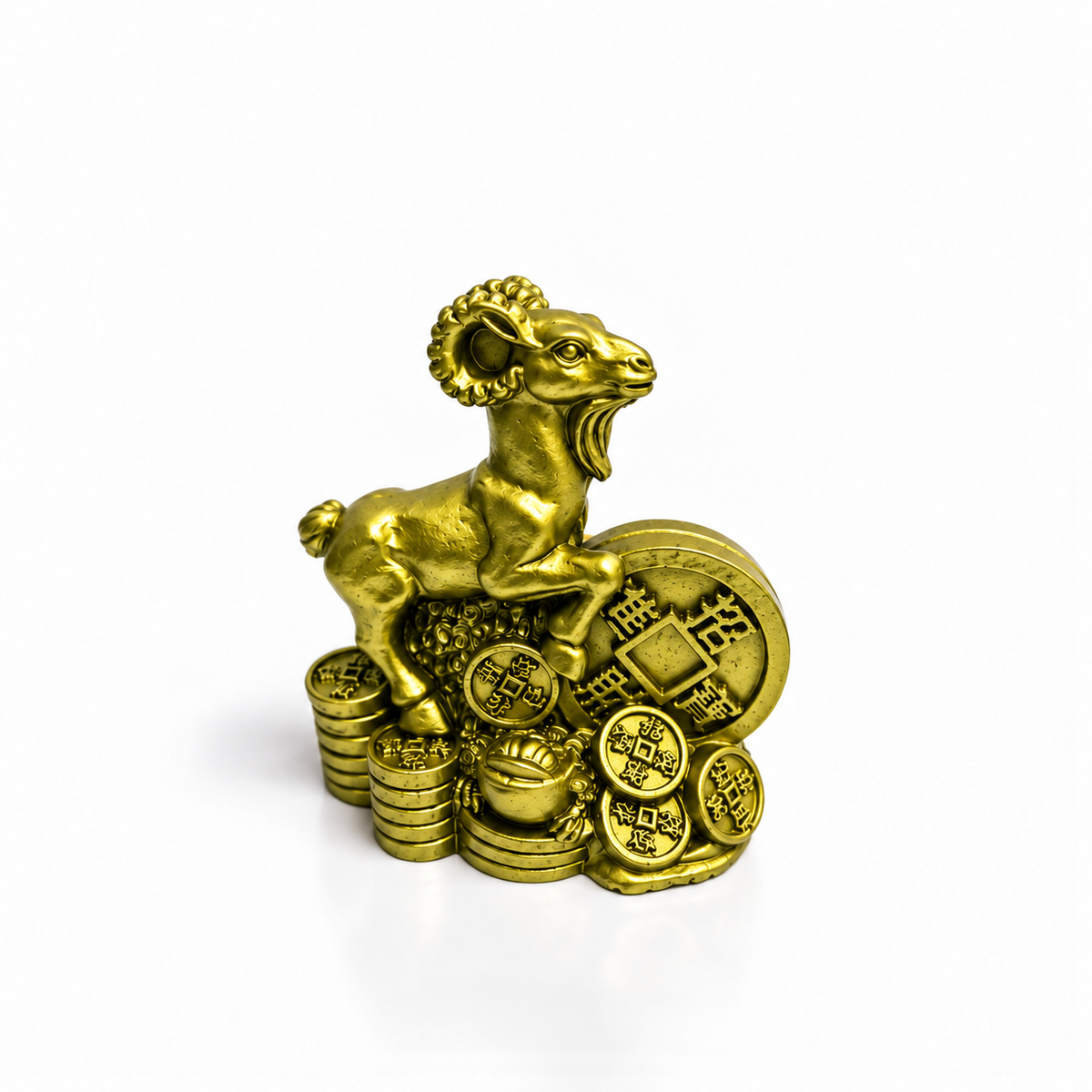 Figura de Cabra Dorada con Monedas de la Fortuna 6.5 cm – Prosperidad y Abundancia