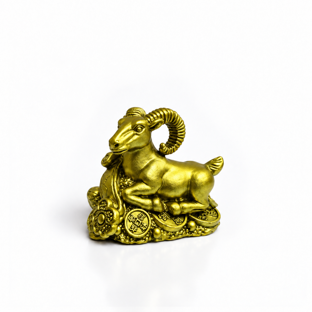 Figura de Cabra Dorada con Monedas de la Fortuna 5 cm – Prosperidad y Abundancia
