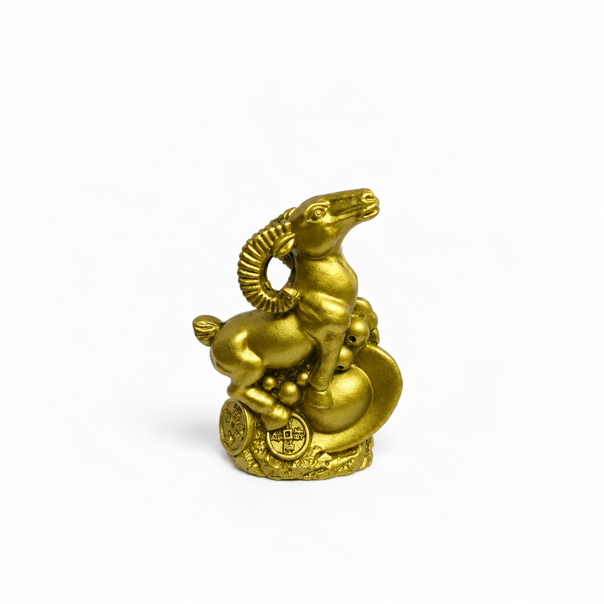 Figura de Cabra Dorada con Monedas de la Fortuna 6.5 cm – Prosperidad y Abundancia