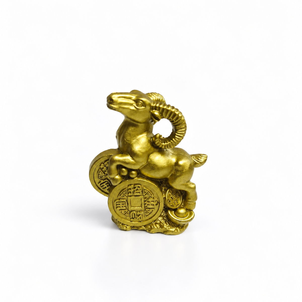 Figura de Cabra Dorada con Monedas de la Fortuna 6.5 cm – Prosperidad y Abundancia