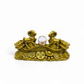 Figura Doble Cabra Dorada con Bola de Cristal 11 × 5cm – Prosperidad y Abundancia