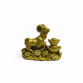 Figura de Cabra Dorada con Lingotes y Monedas de la Fortuna 8 × 6 cm – Prosperidad y Abundancia