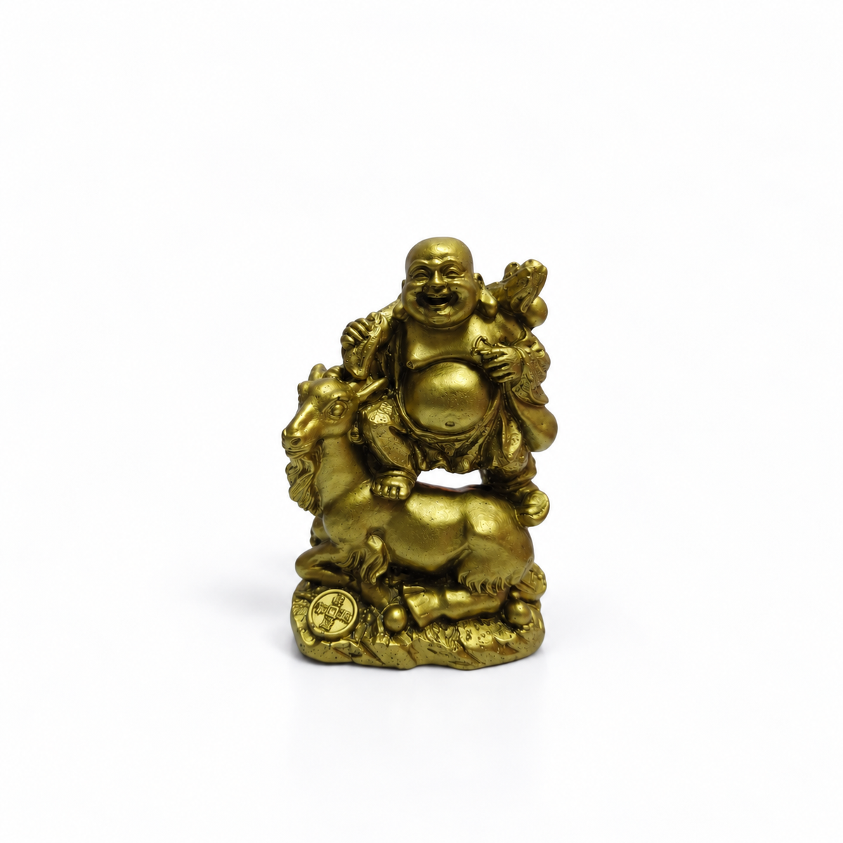 Buda de la Abundancia con Cabra Dorada 6 × 9 cm – Prosperidad y Fortuna