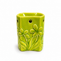 Quemador de Esencias de Cerámica Verde Limón con Flores – 10.5 cm