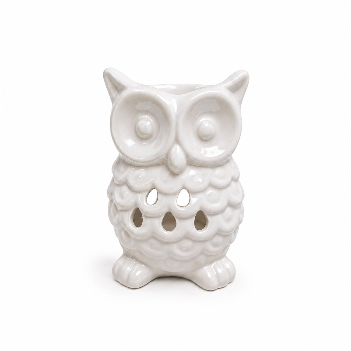 Quemador de Esencias Búho Blanco de Cerámica – 12 cm