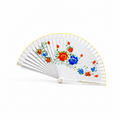 Abanico de Madera Blanco con Flores – Diseño Oriental