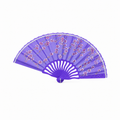 Abanico Morado de Tela con Flores – Diseño Oriental