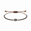 Pulsera Ajustable de San Benito con Mostacillas Marrones  – Medalla de Protección