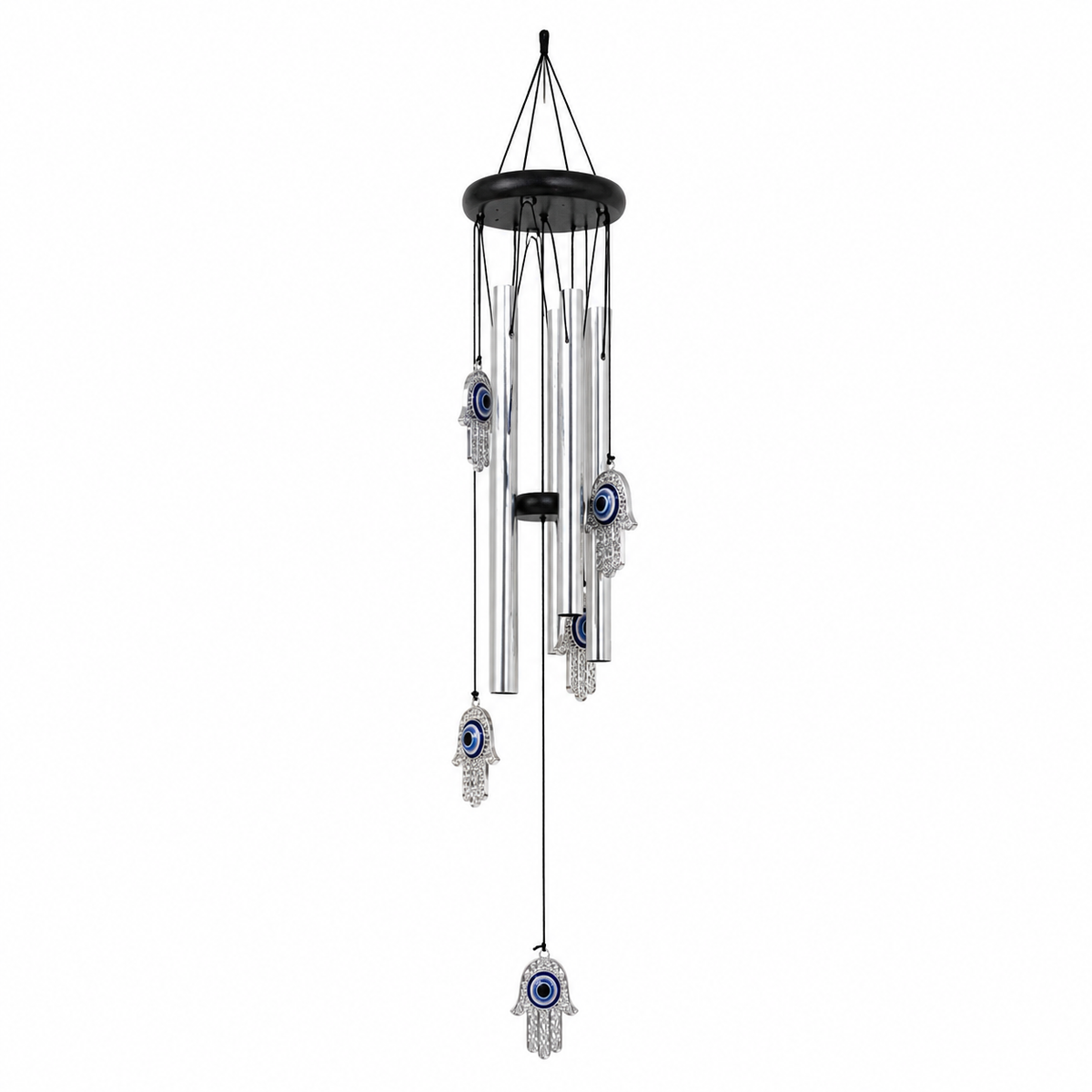 Campana de Viento con Mano de Fátima Hamsa y Ojo Turco – Protección y Buena Fortuna