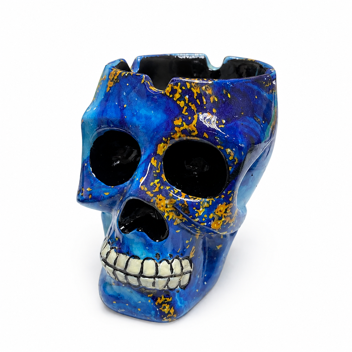 Cenicero de Calavera Decorativa en Colores Variados – 7.5 cm