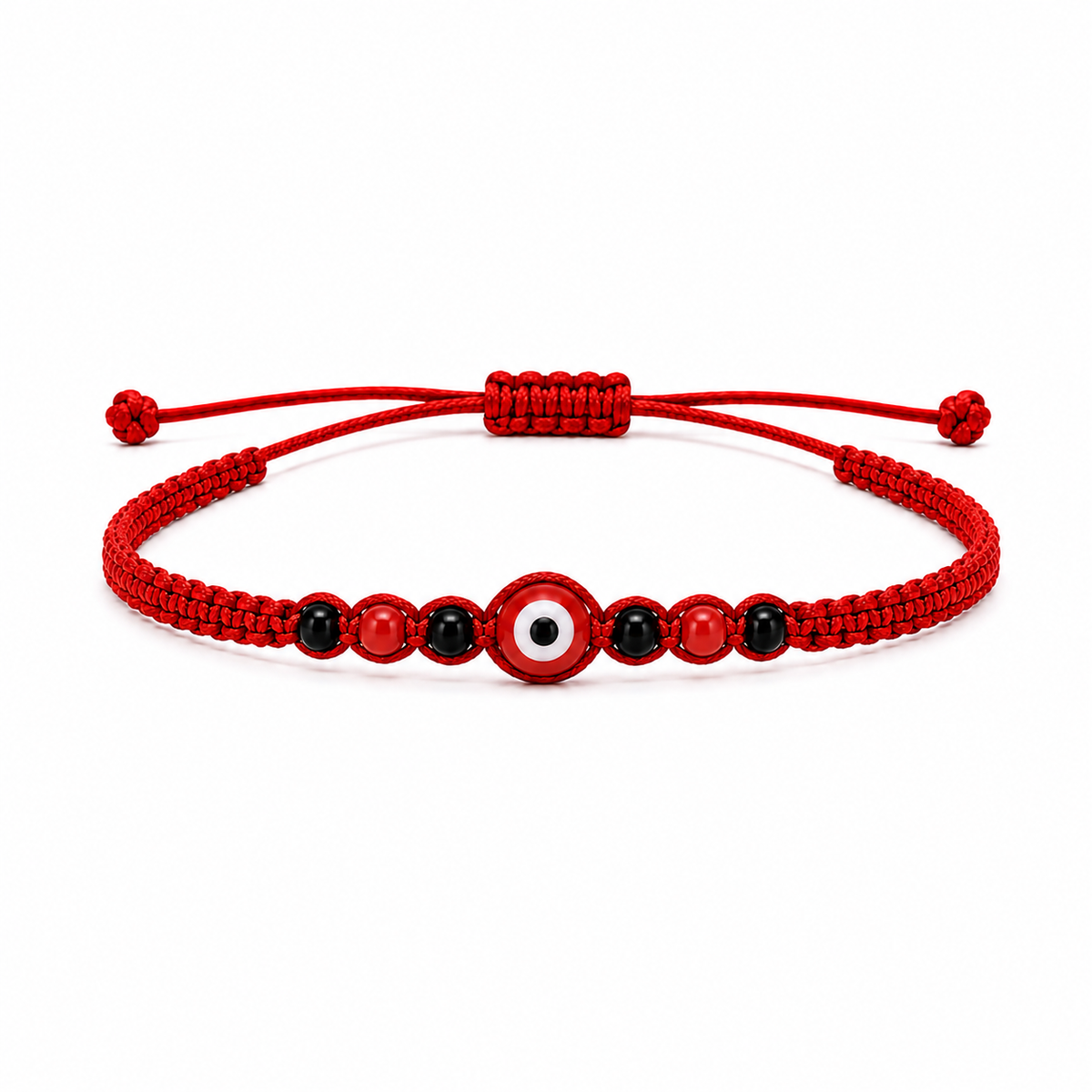 Pulsera Tejida Roja con Ojo Turco Ajustable – Amuleto de Protección y Buena Fortuna
