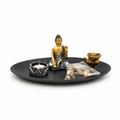 Kit Zen Buda Gautama Dorado y Plateado con Portavela – Set Decorativo