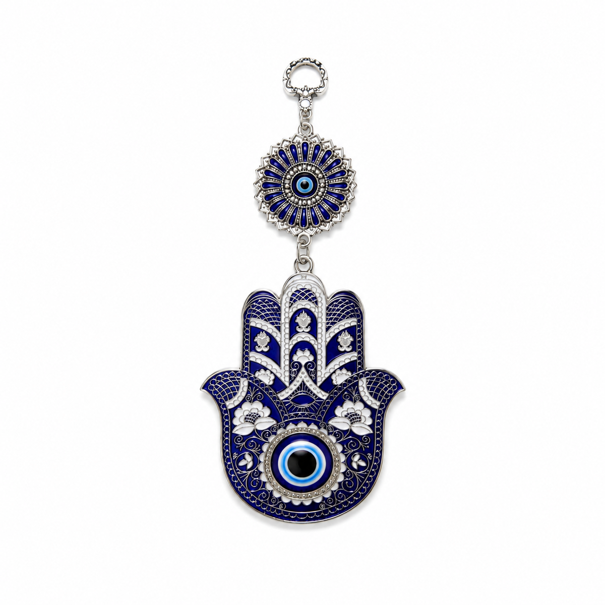 Amuleto Colgante Mano de Hamsa con Ojo Turco Azul