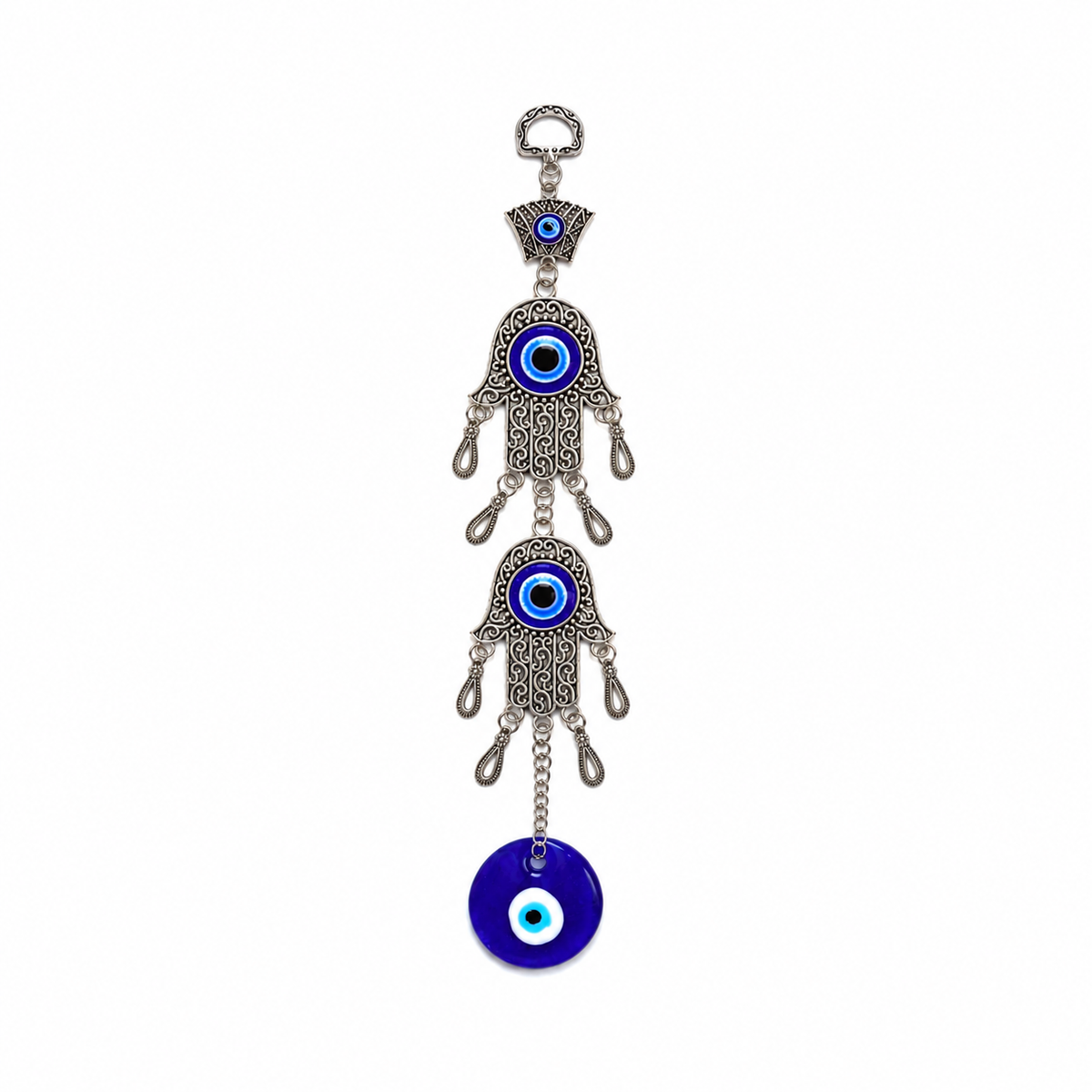 Colgante de Ojo Turco con Doble Mano de Hamsa para Protección