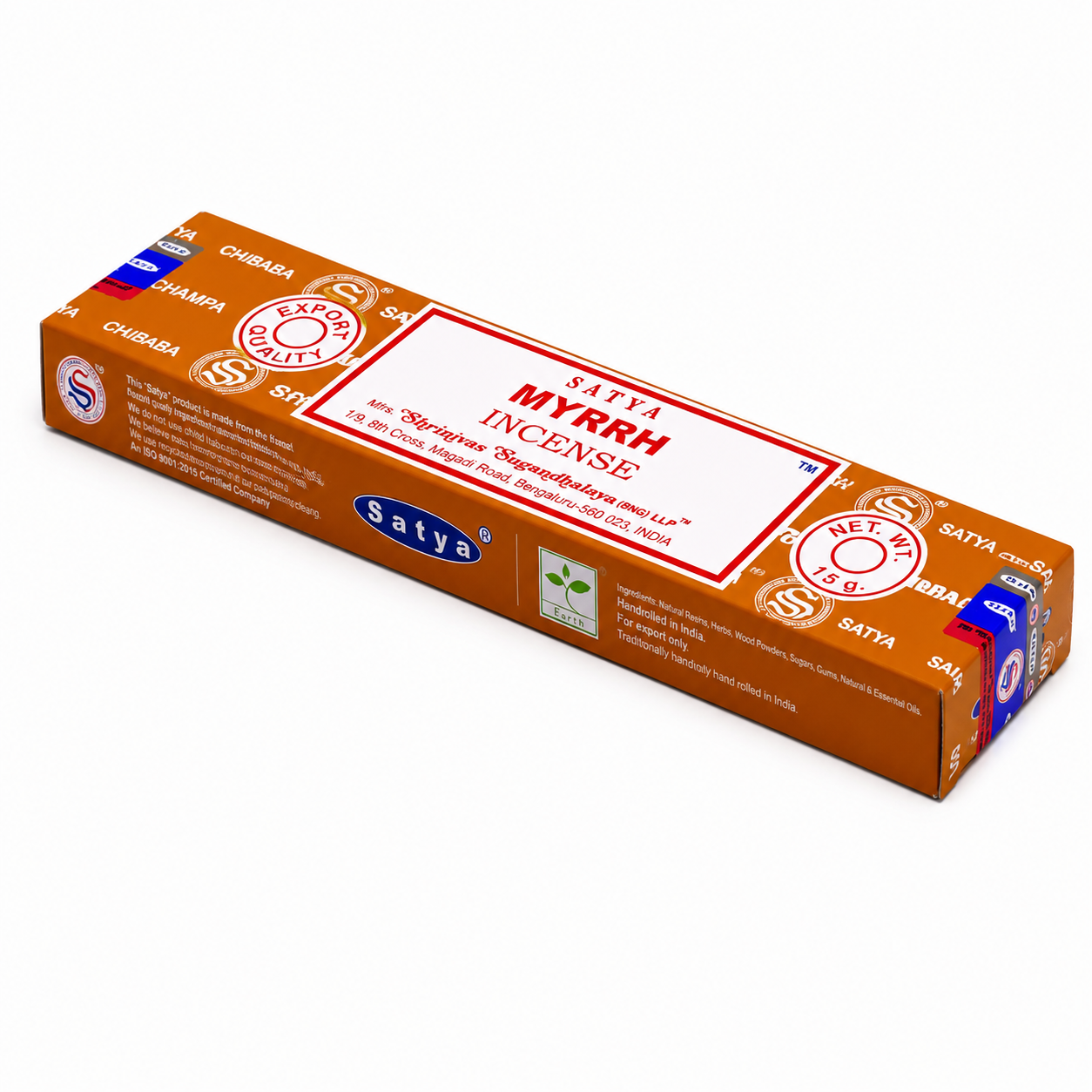 Incienso Satya Myrrh (Mirra) Original 15 g | Purificación, Meditación y Armonía