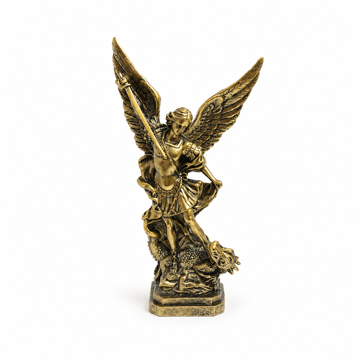Arcángel San Miguel Dorado 29 cm – Protección, Fuerza y Defensa Espiritual