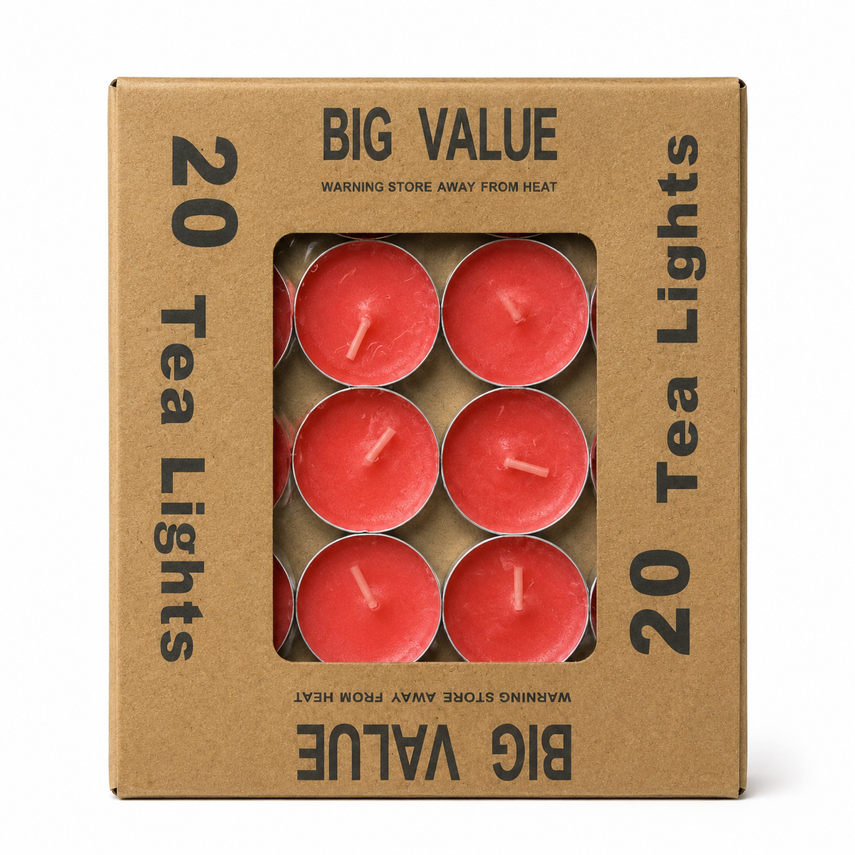 Velas Tea Light Rojas – Pack de 20 Unidades