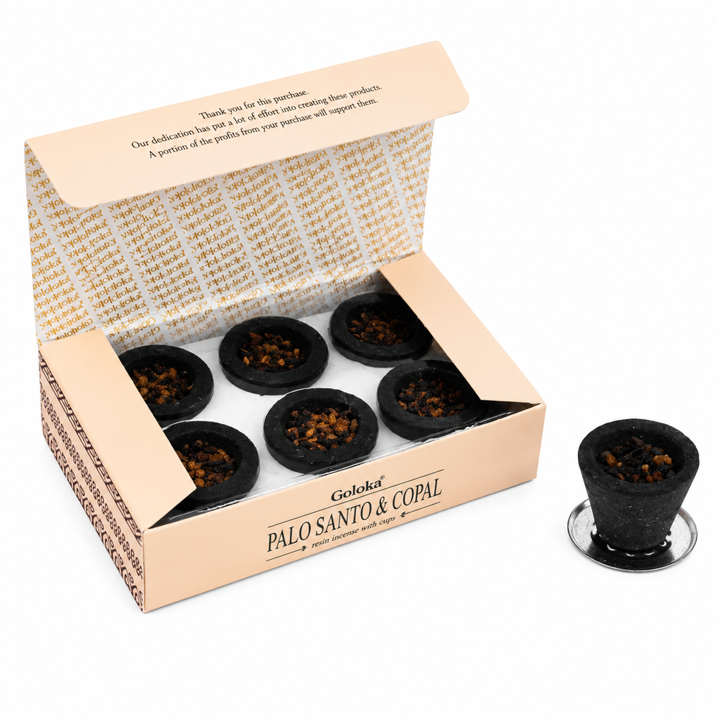 Copas de Carbón para Sahumar | Palo Santo y Copal – Goloka (6 unidades)